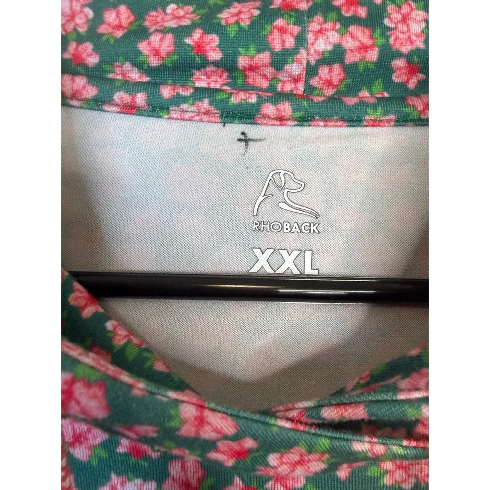 Rhoback Men's The Master's Azalea Golf Hoodie Green Pink Floral XXL Pullover